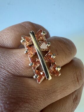 Gold Ring with Peach Crystal Accents - Women's Jewelry